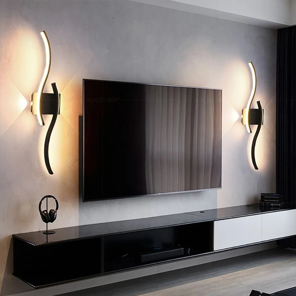 Modern LED Double-Curved Strip Wall Lamp