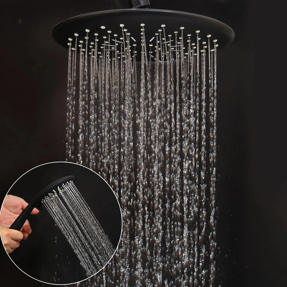 Black 8-Inch Rainfall Shower Head