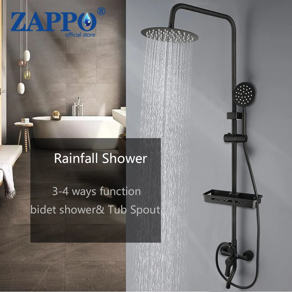 Black 8-Inch Rainfall Shower Head