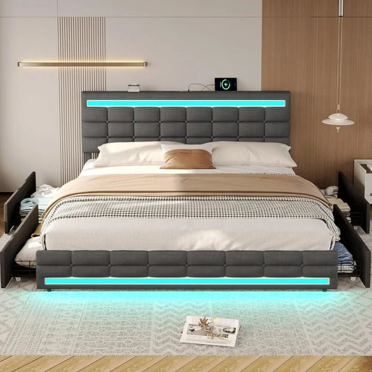 LED King Size Bed Frame