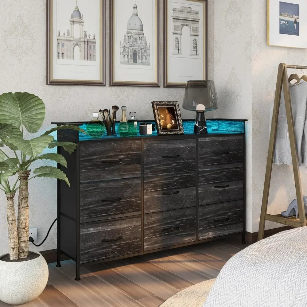 Black Bed Room Dresser With Vanity Table and Drawers