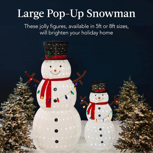 8-Foot Pop-Up Snowman With LED Lights