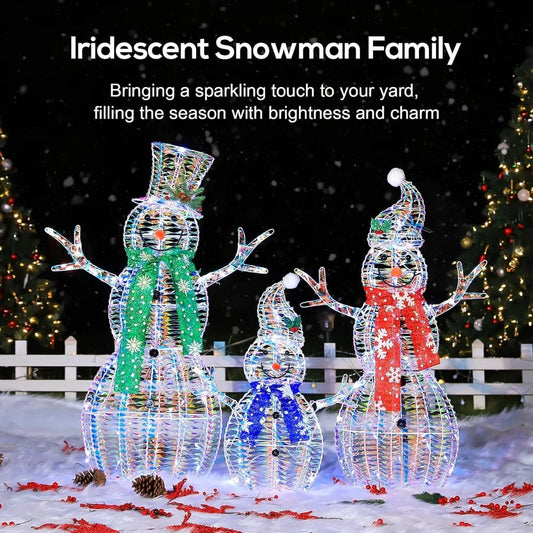 3D outdoor Rainbow Christmas Snowman Set