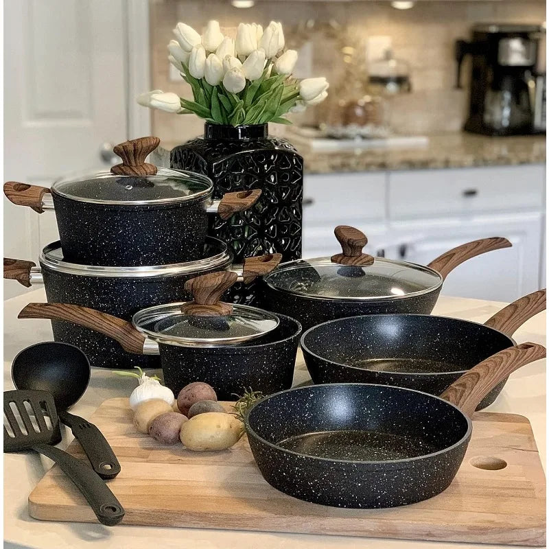 Granite Black Nonstick Pots and Pans Set