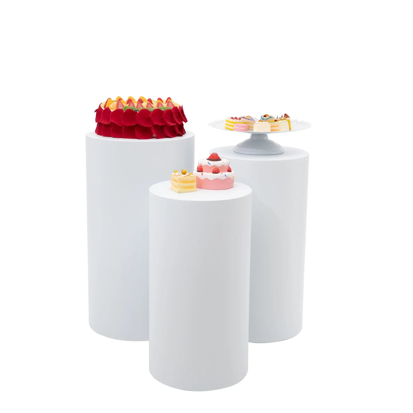 3-Piece Cylinder Pedestal Cake Rack Holder Set