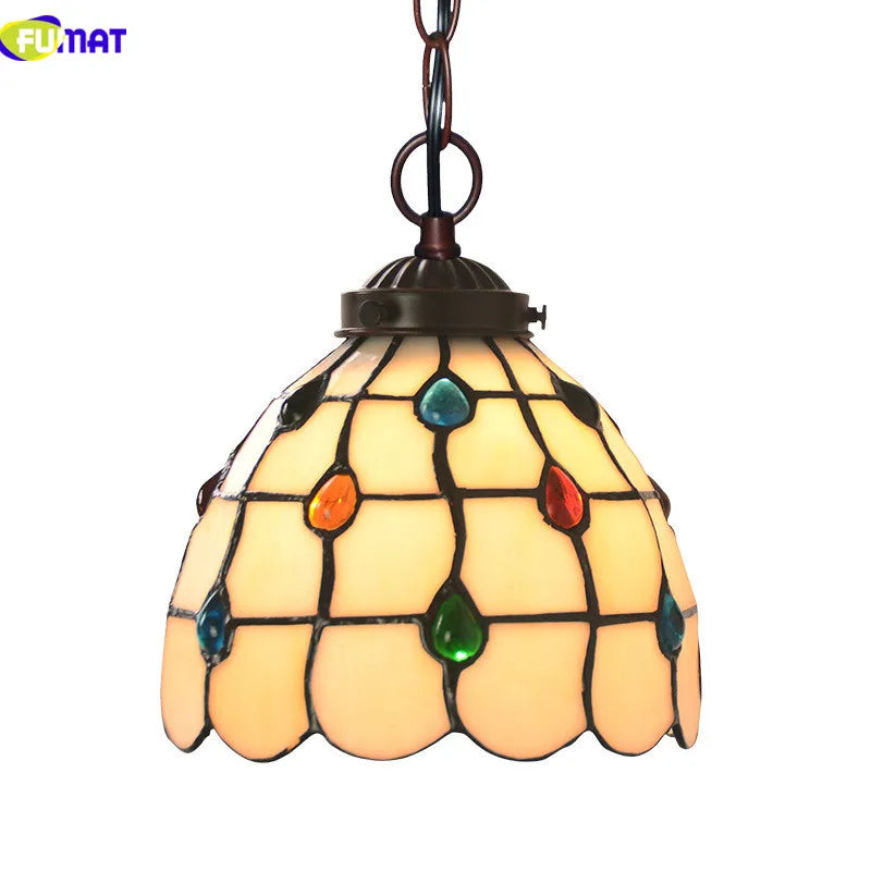 Tiffany Stained Glass Pendant Hanging Lamp - DJ Home Goods