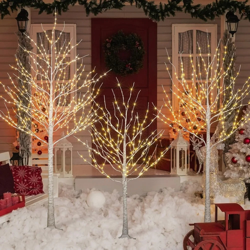 3-Set Lit Birch Twigs With Fairy Lights