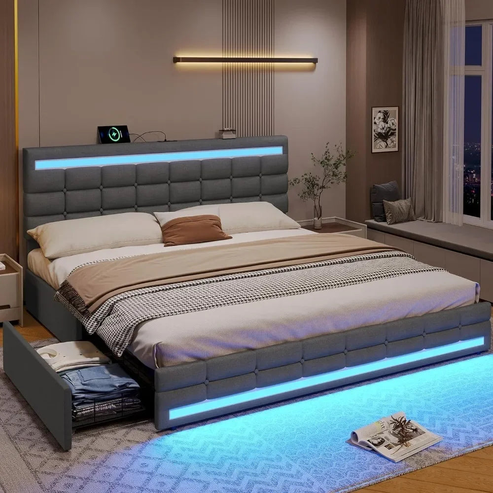 LED King Size Bed Frame