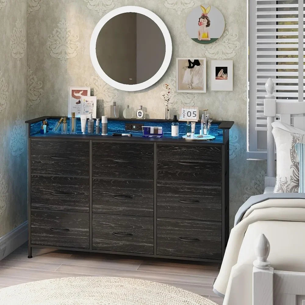 Black Bed Room Dresser With Vanity Table and Drawers