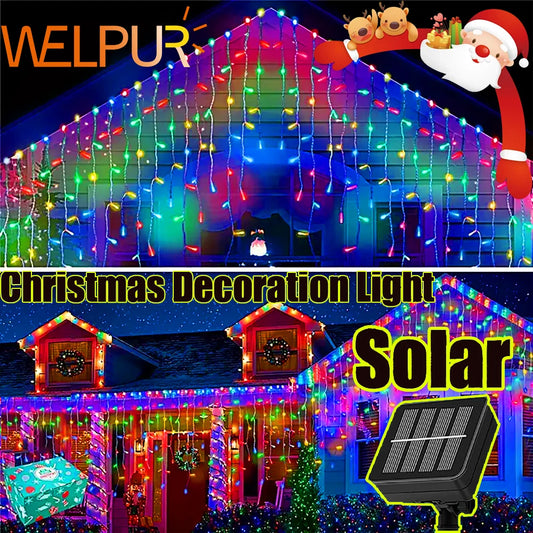 Christmas Decoration Solar Icicle Curtain Lights