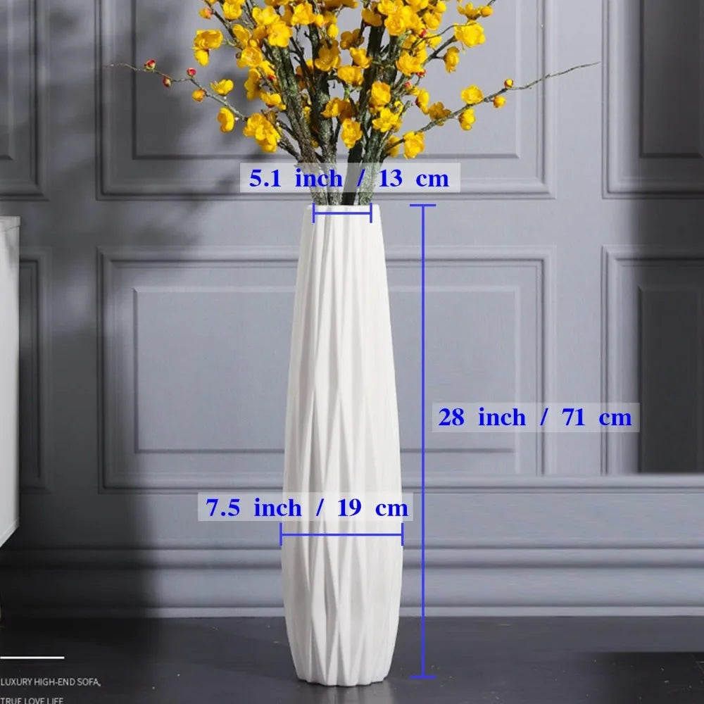 Ceramic Modern Large White Flower Vase - DJ Home Goods