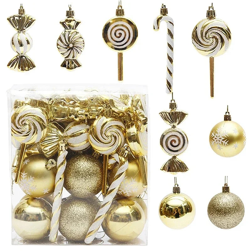 36-Piece Christmas Ball Ornaments Candy Cane Peppermint Set