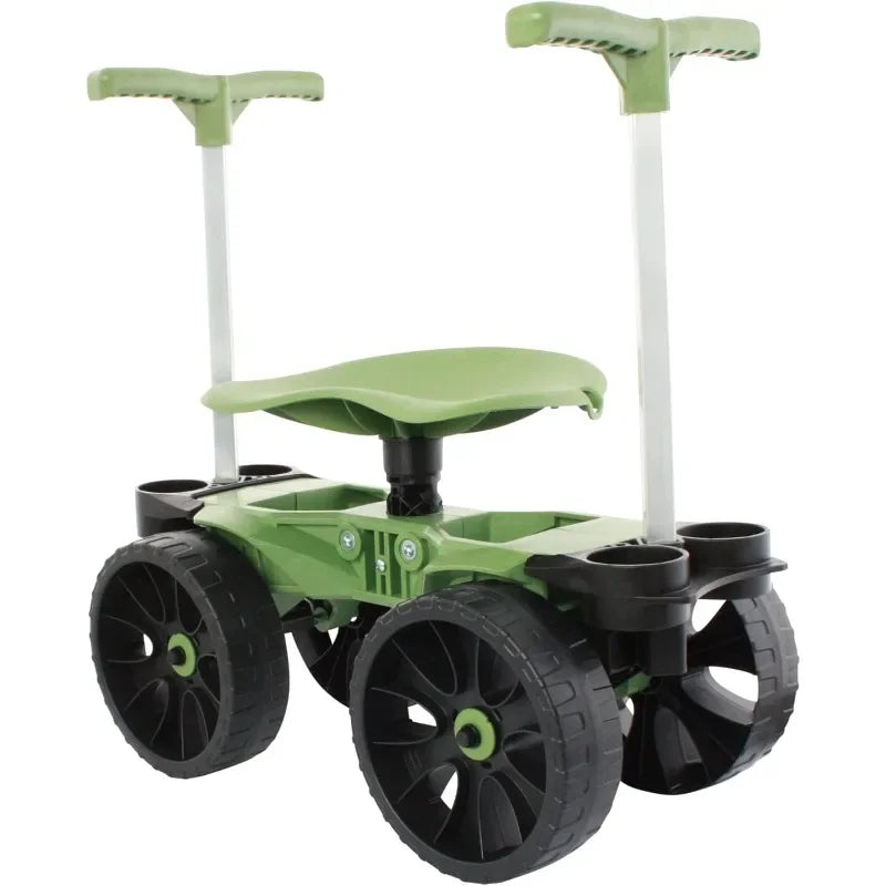 Green Wheeled Garden Stool With Handles