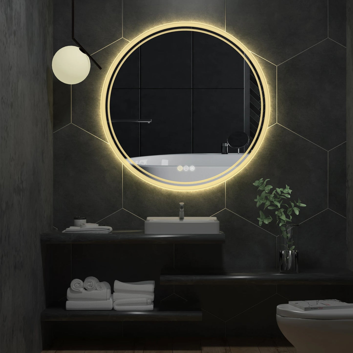 Touch Screen Dimmable Anti-fog Bathroom LED Light Mirror