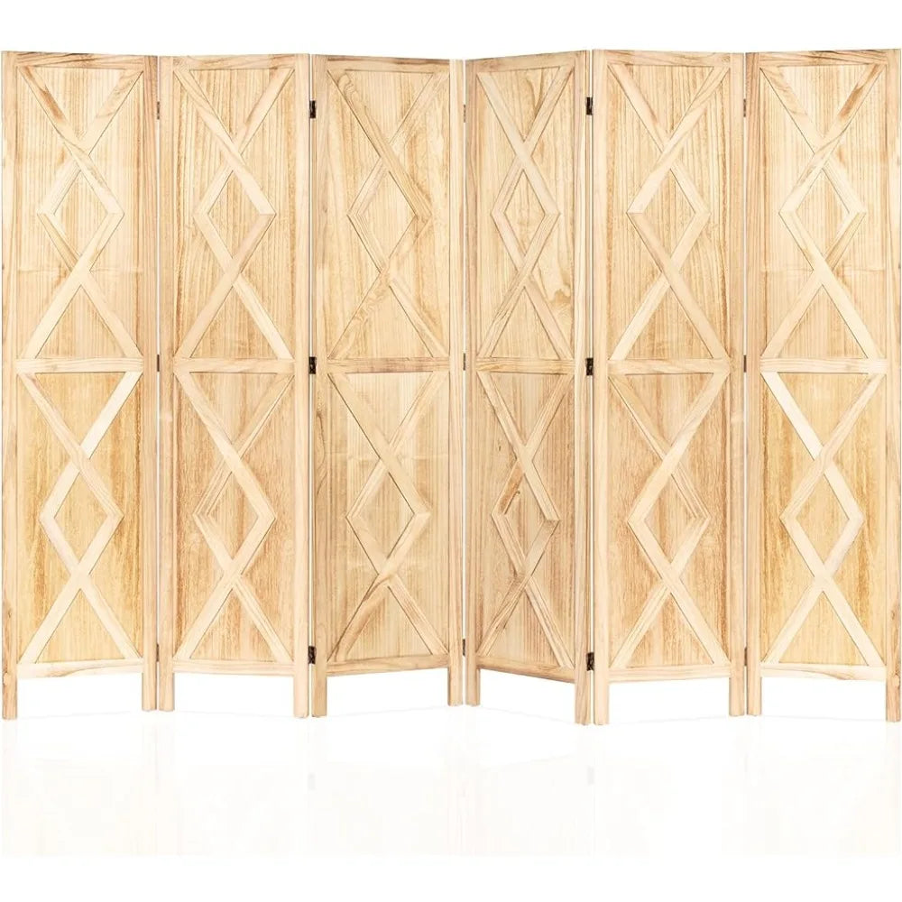 6 Panel Wood Room Folding Privacy Screen Divider