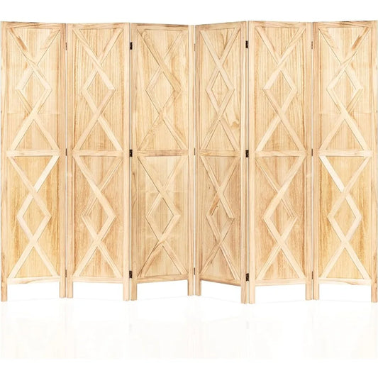 6 Panel Wood Room Folding Privacy Screen Divider