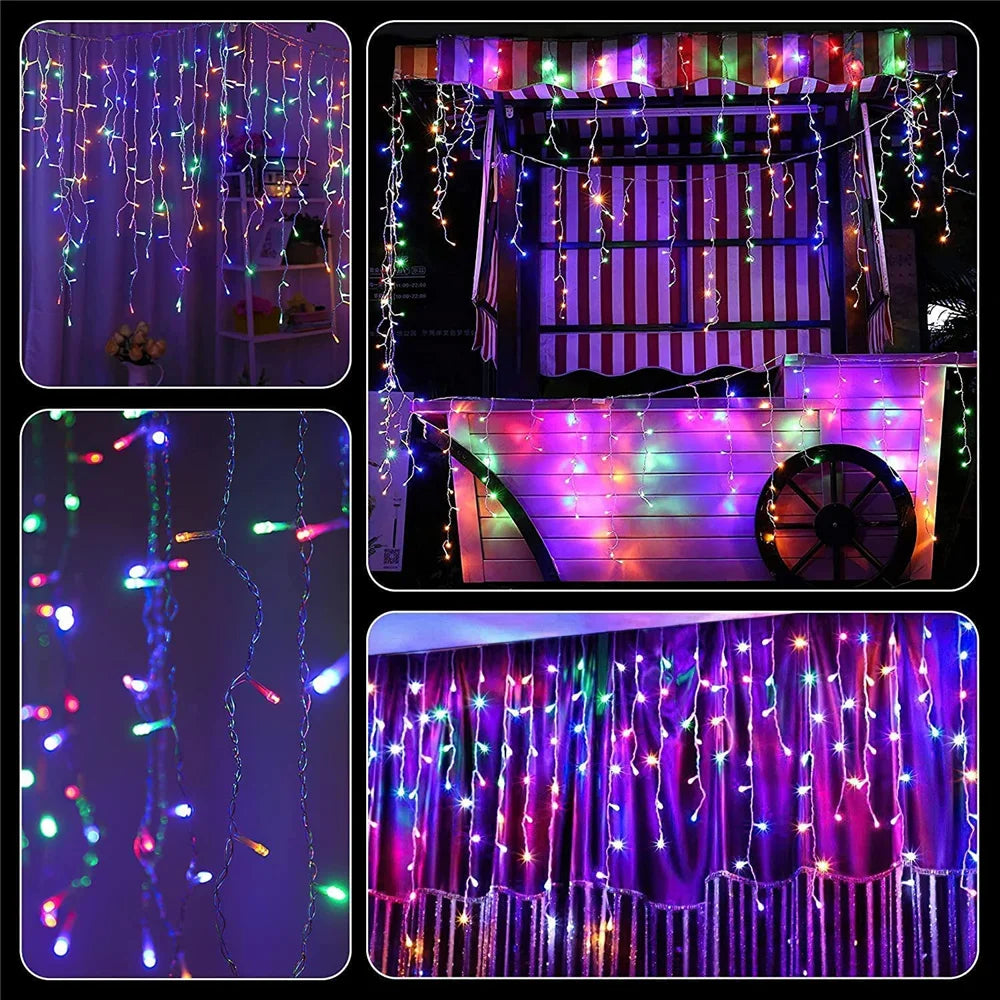 Christmas Decoration Solar Icicle Curtain Lights