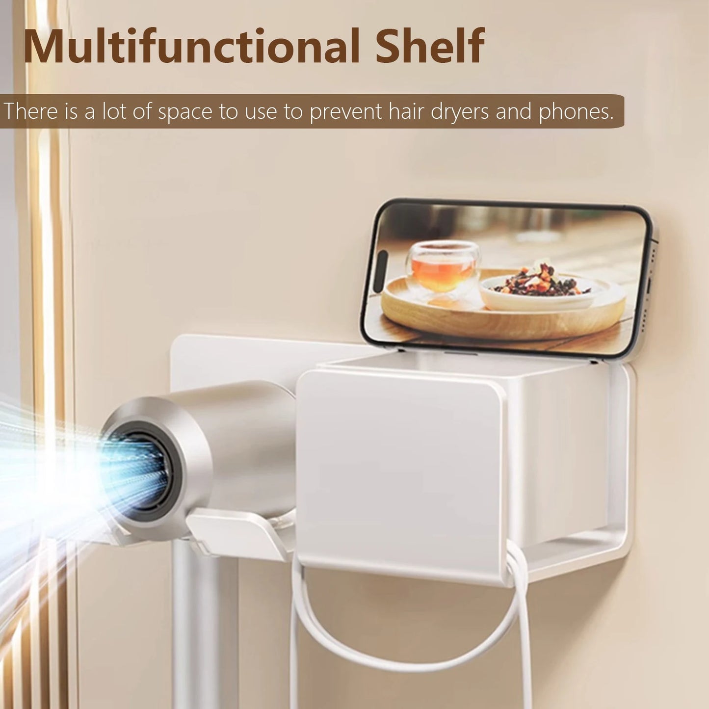 Hair Dryer Wall Holder And Organizer