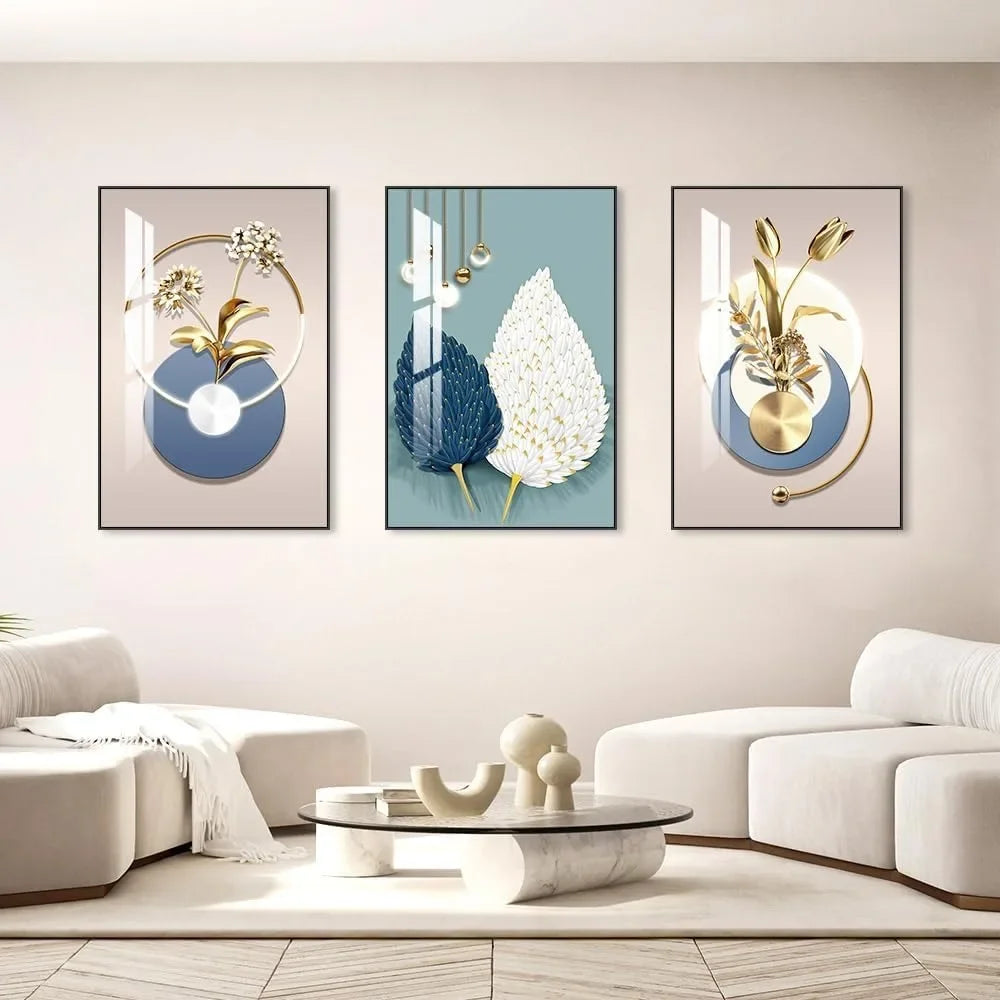 Framed Decorative Painting Bright Style Wall Art Set-of-3