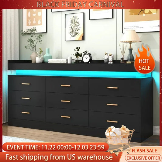 9-Drawer Cabinet Organizer with LED Lighting