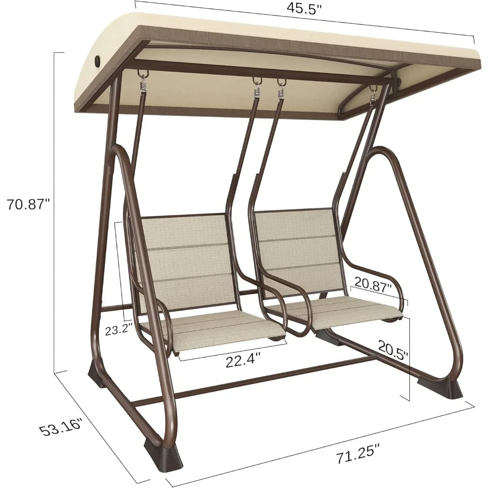 Outdoor Patio Swing With Adjustable Canopy