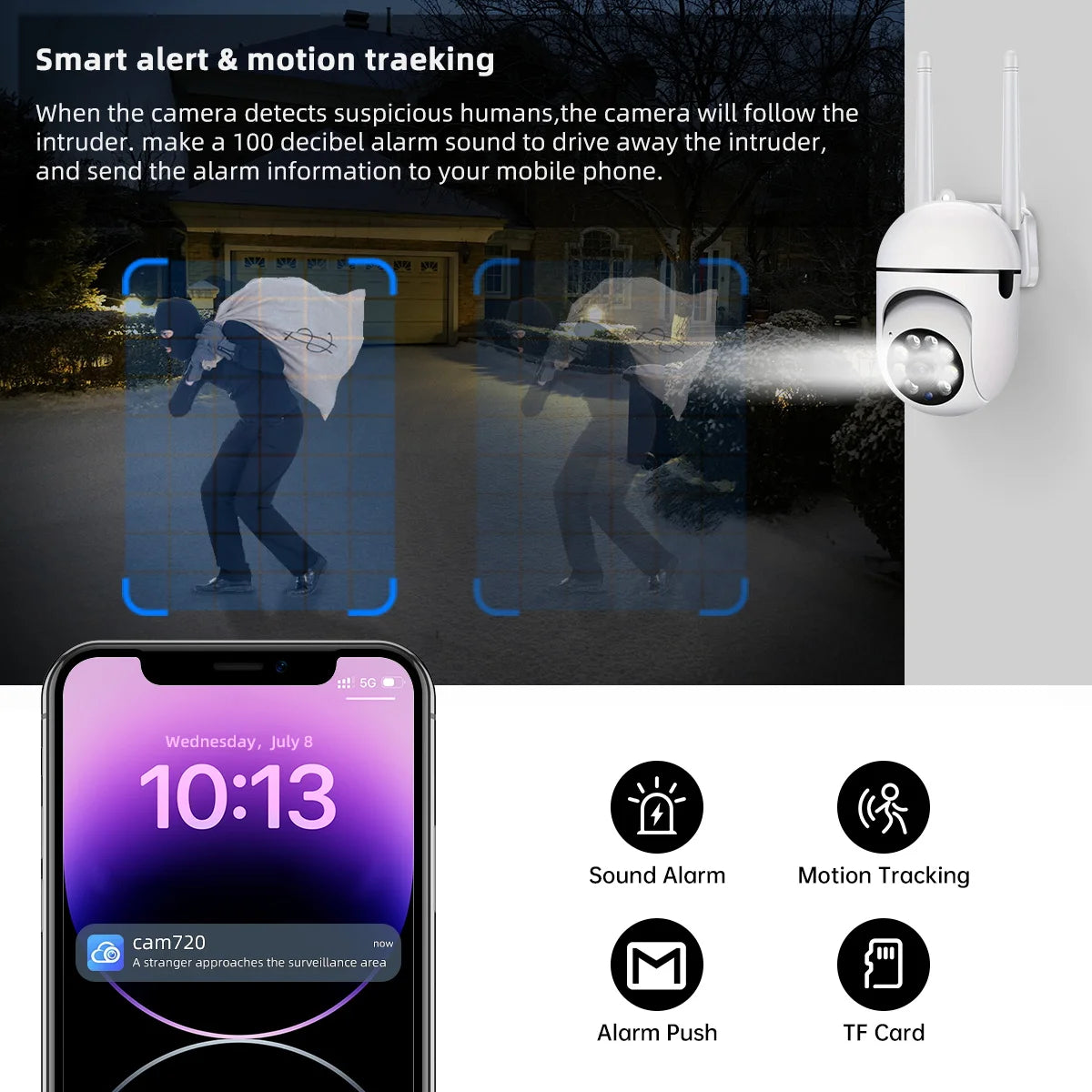 Night Auto Tracking WiFi Camera Security Camera Baby Monitor