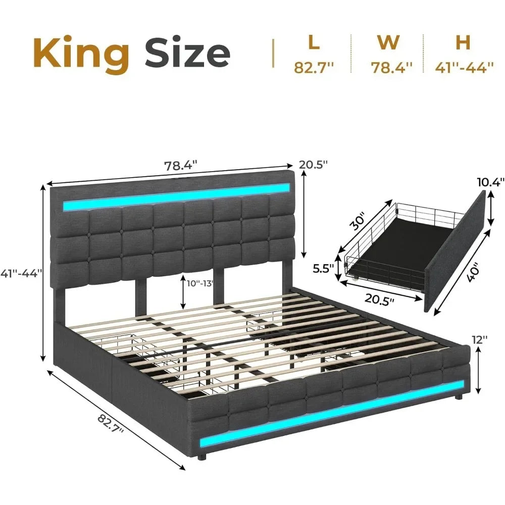 LED King Size Bed Frame