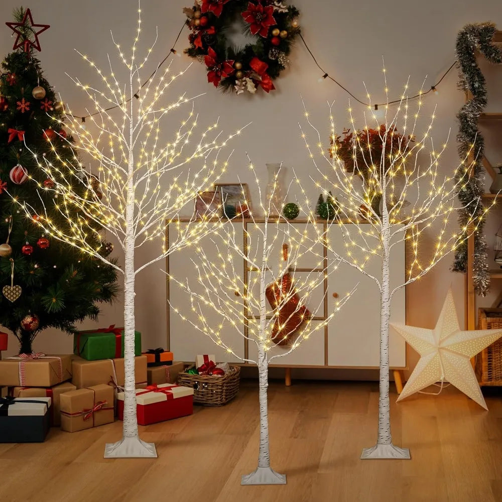 3-Set Lit Birch Twigs With Fairy Lights