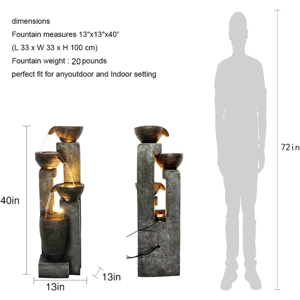 4-Tier Outdoor Garden Water Fountain