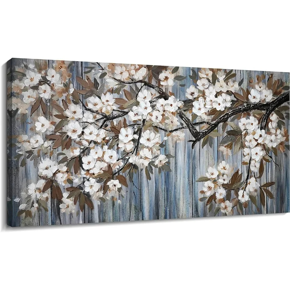 Large Canvas White Flower Tree Wall Art