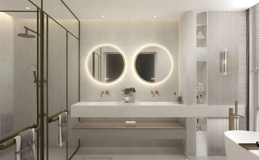 Touch Screen Dimmable Anti-fog Bathroom LED Light Mirror