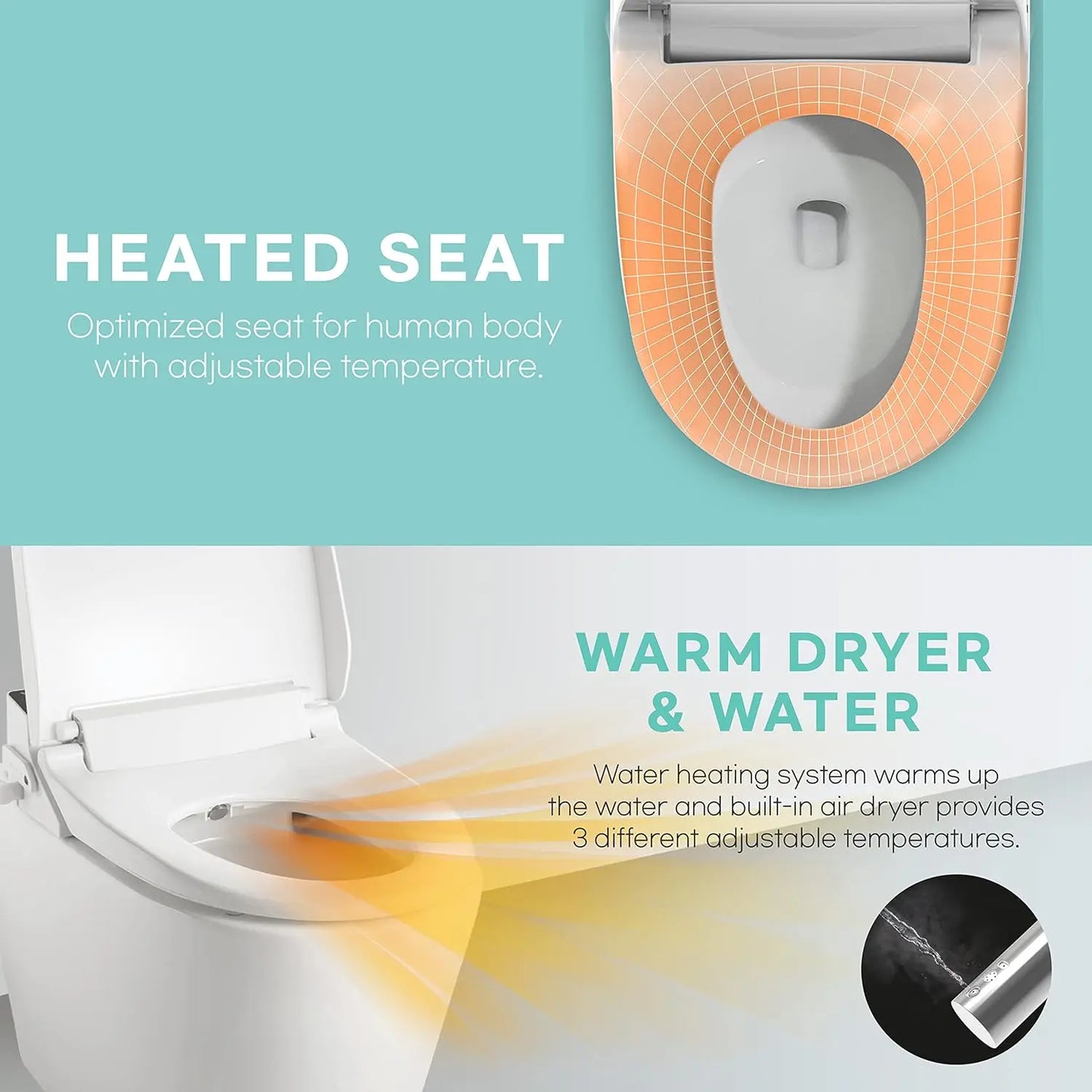 Electric Smart Bidet Toilet Seat with Dryer