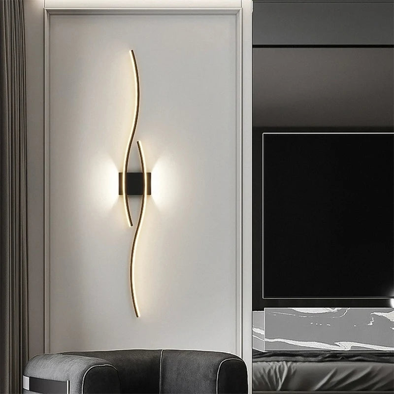 Modern LED Double-Curved Strip Wall Lamp