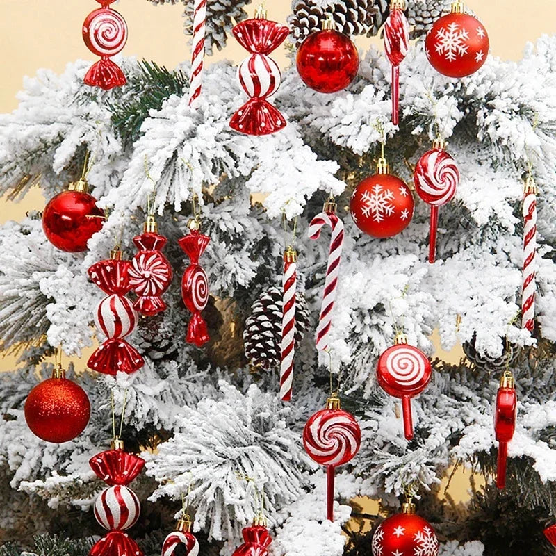 36-Piece Christmas Ball Ornaments Candy Cane Peppermint Set