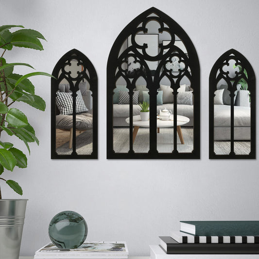 3-Piece Gothic Vintage Cathedral Window Mirrors