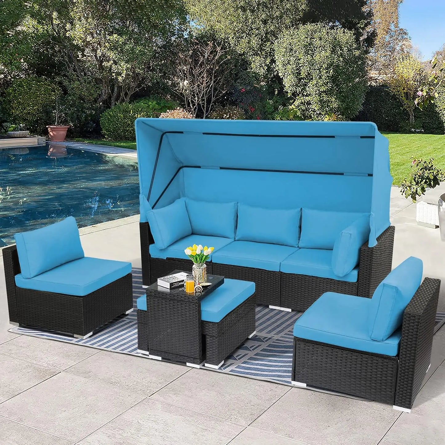 7-Piece Patio Furniture Daybed Set