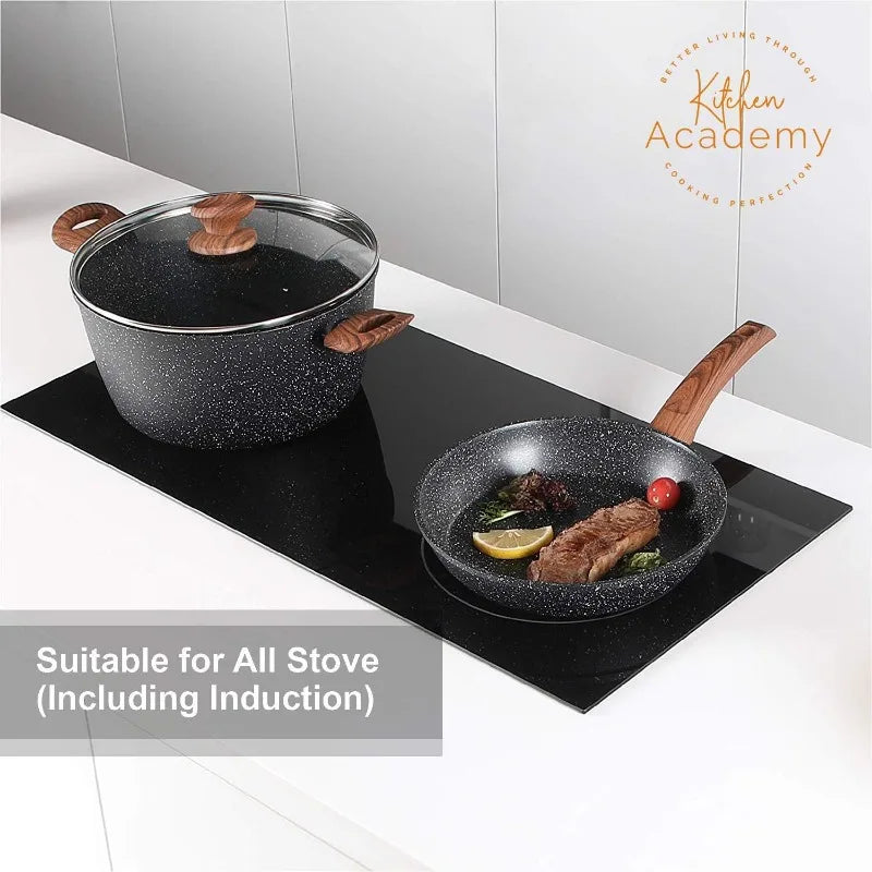 Granite Black Nonstick Pots and Pans Set