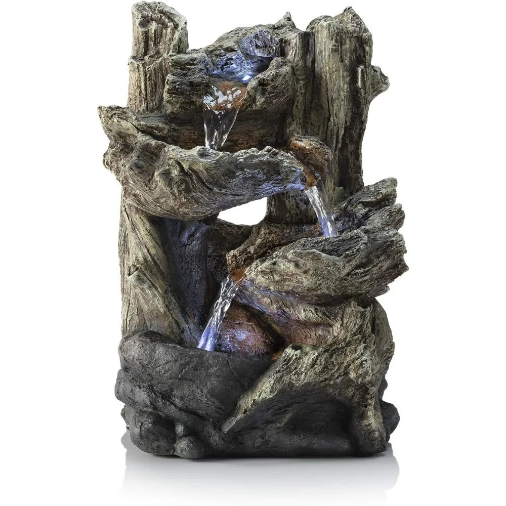 Indoor Tiered Log Tabletop Fountain