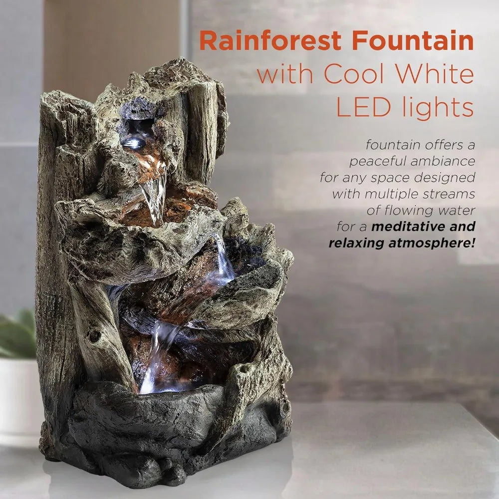 Indoor Tiered Log Tabletop Fountain