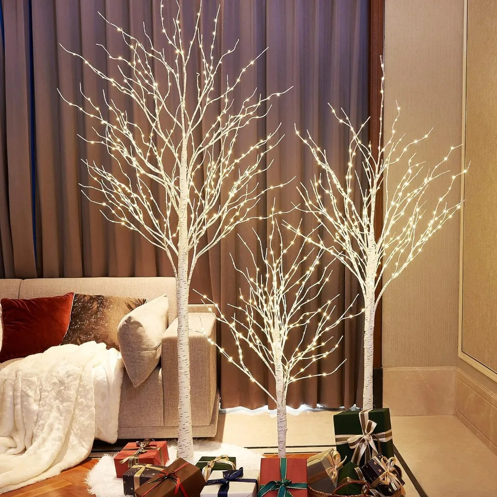 3-Set Lit Birch Twigs With Fairy Lights