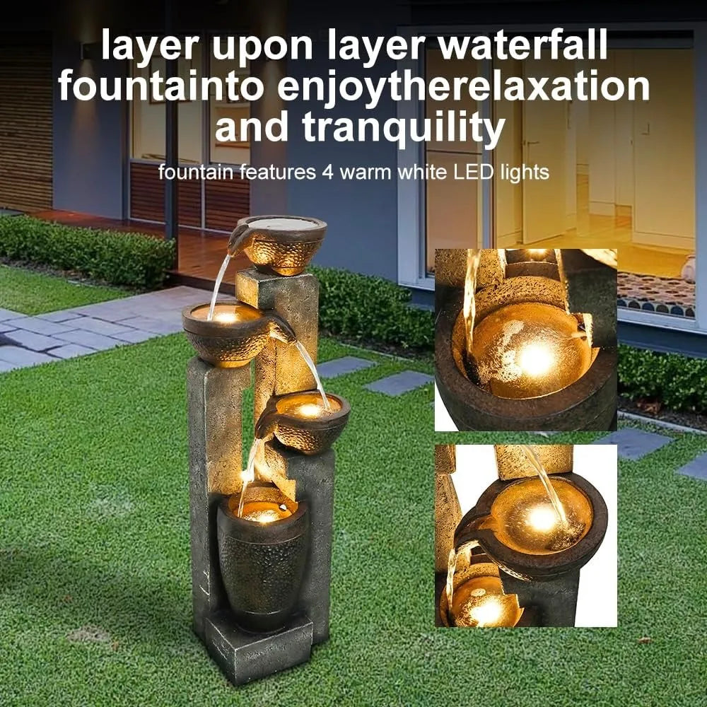 4-Tier Outdoor Garden Water Fountain