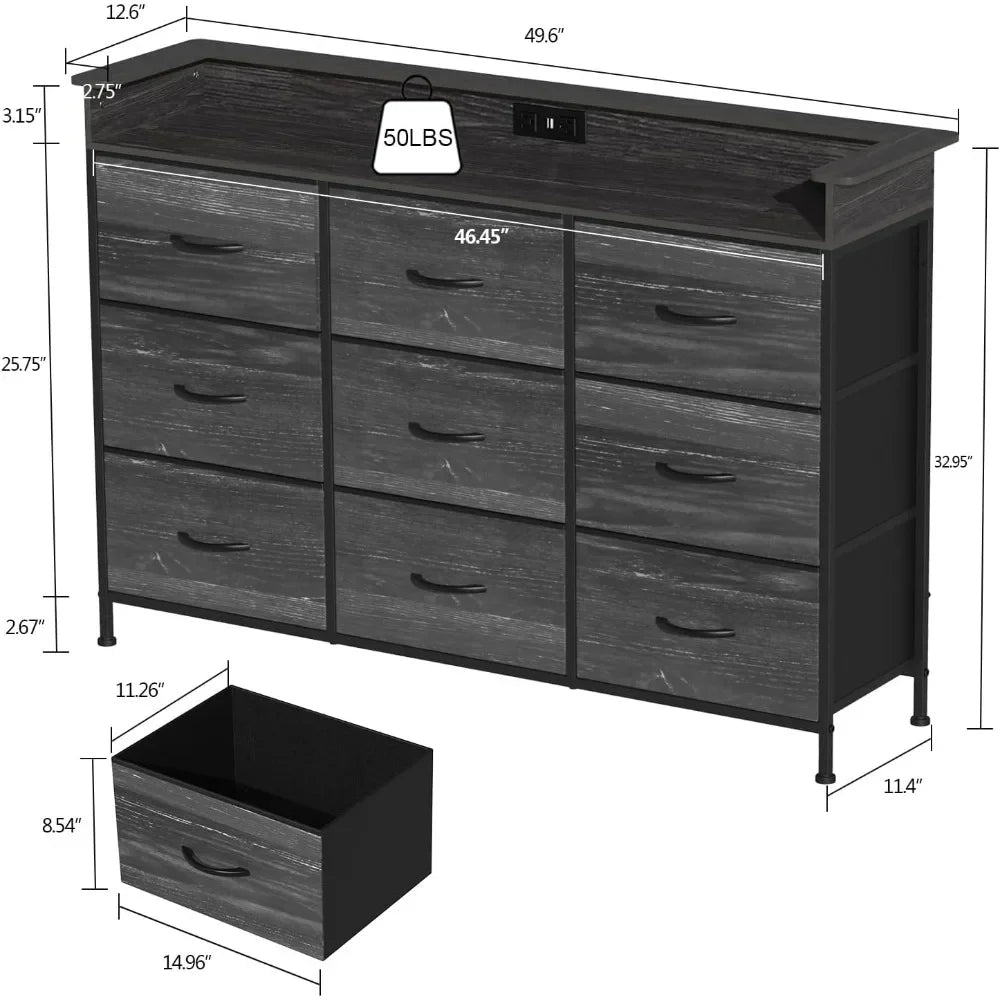 Black Bed Room Dresser With Vanity Table and Drawers