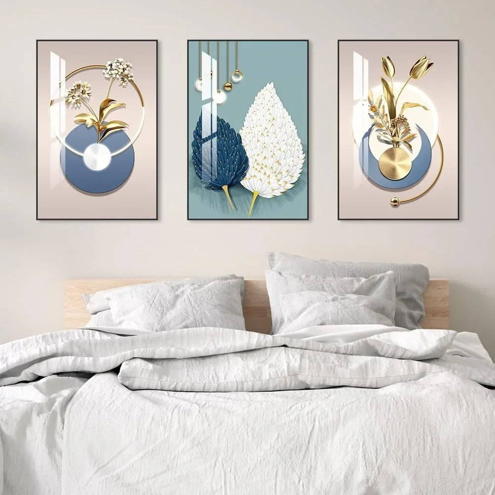 Framed Decorative Painting Bright Style Wall Art Set-of-3