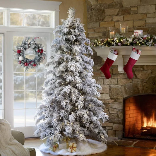 7.5 Foot Flocked Snowy Spruce Christmas Tree