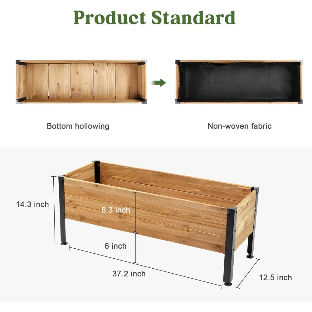 Wood Rectangular Raised Garden Bed Planter